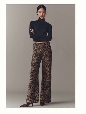 Anthropologie Maeve Colette full length wide leg jeans leopard print